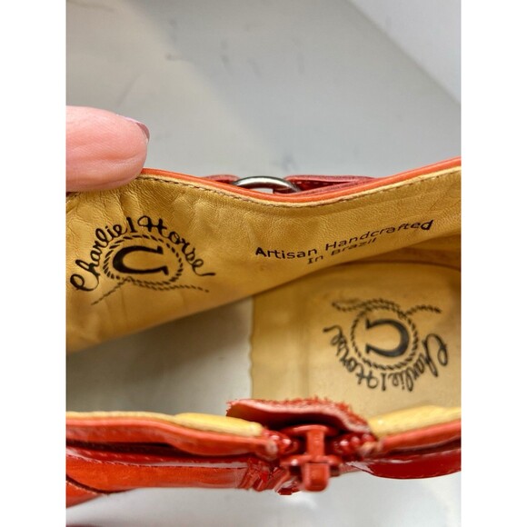 Charlie 1 Horse Red Leather Pointed Toe Ankle Boots 9B US 40 EU Brazil Heels - Picture 7 of 9